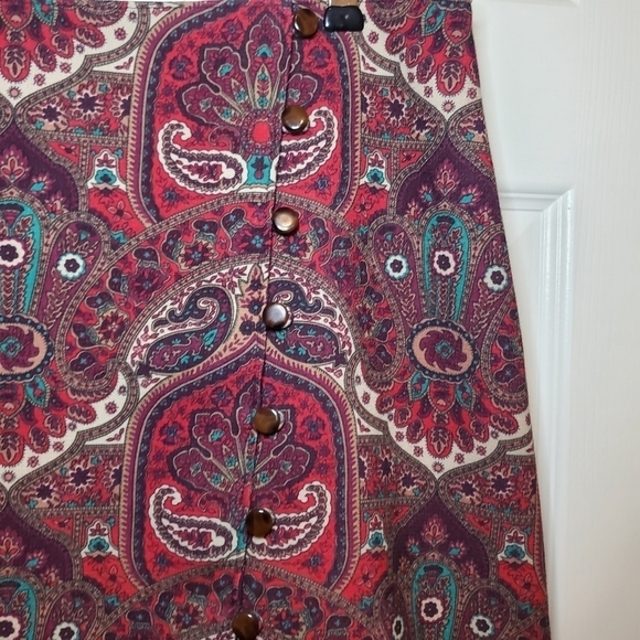 Talbots Opulent Paisley Side Button Faux Wrap Skirt Sz 14 - Picture 3 of 12